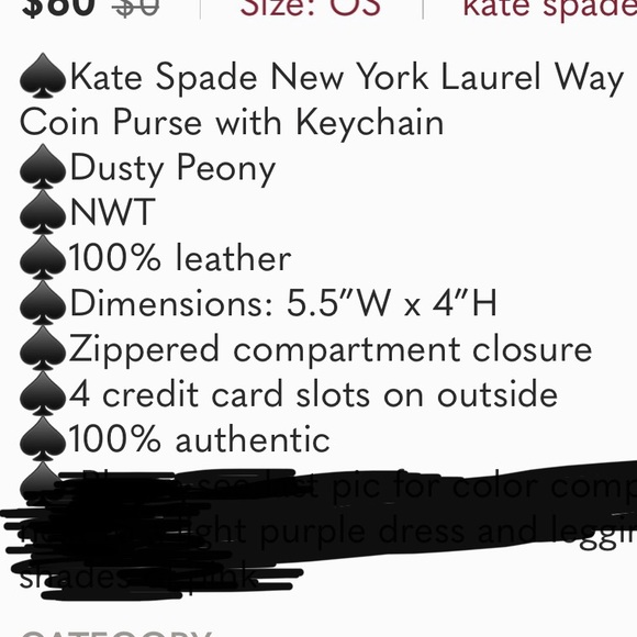 Kate Spade Cardholder Laurel Way Bitsy Dusty Peony - Picture 5 of 6